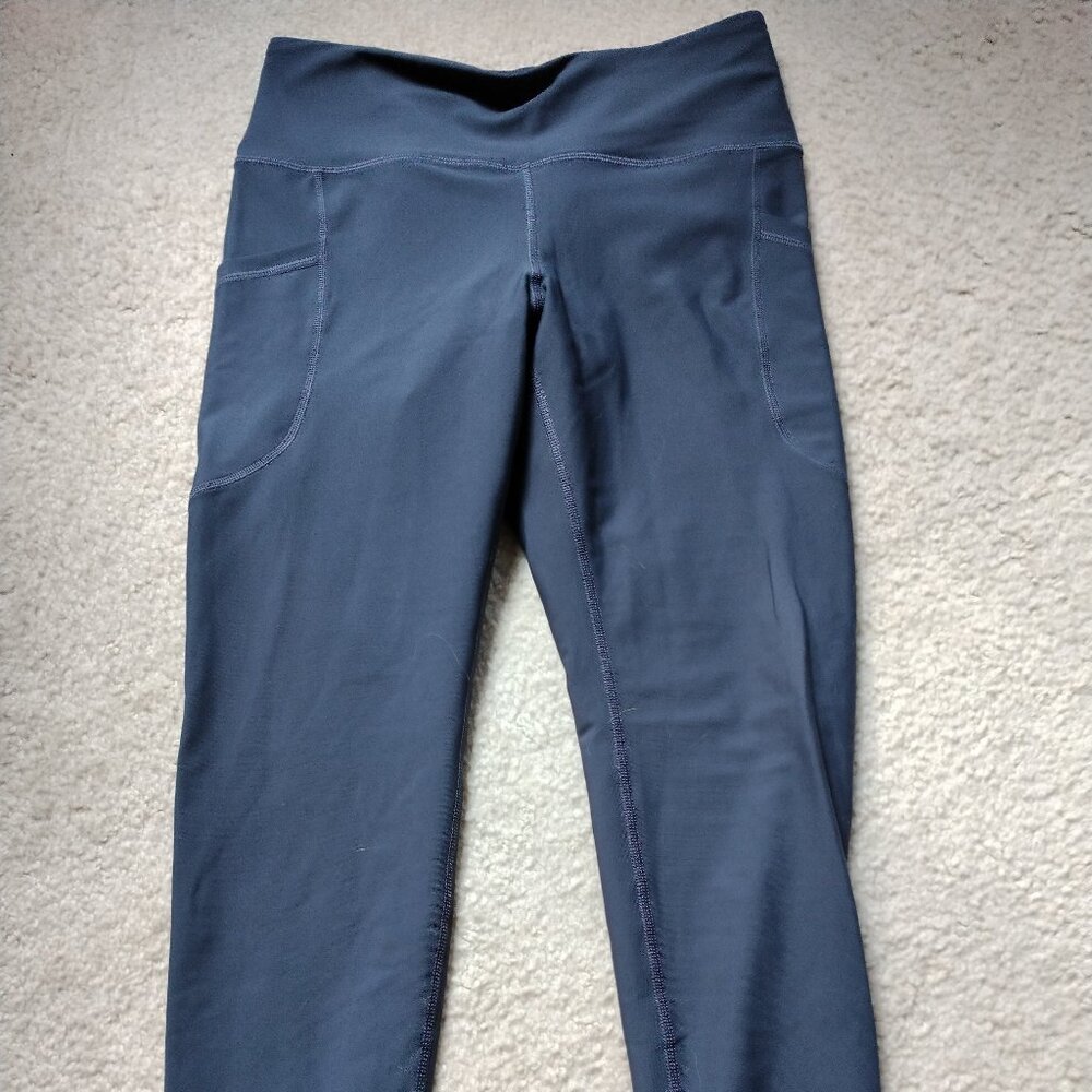 OLD NAVY Womens High-Rise Leggings Go Dry, Navy Blue, Medium Petite